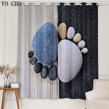 

YO CHO 2PC Cheap Ready made curtains Reef Pattern cortina quarto rideau voilage rideaux pour le salon moderne cortinas blackout