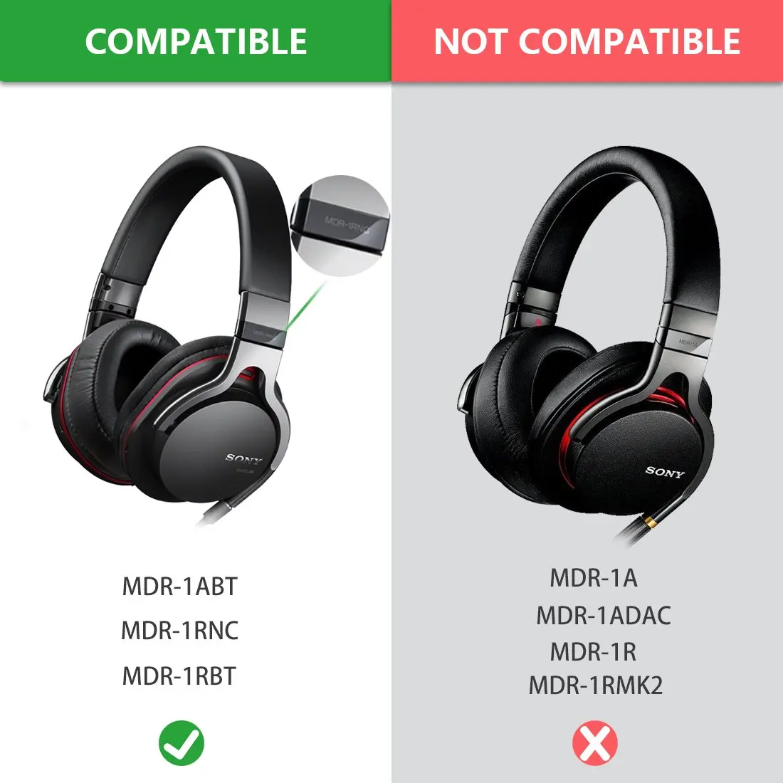 Sony MDR-1ABT, MDR-1RBT, MDR-1R, MDR-1rnc Ear Pads Cushion cover