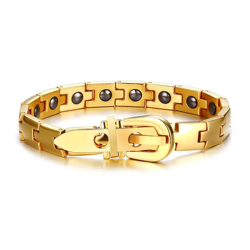 Mens Therapy Bracelet Stainless Steel Healthy Energy Stone