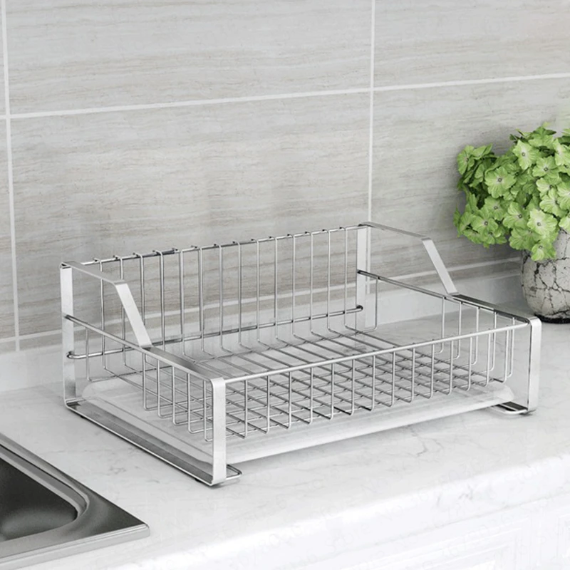  Stainless Steel Dish Rack Countertop Drain Dish Dryer Kitchen Rack Storage Racks Kitchen Supplies - 33044911626