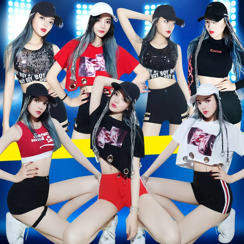 

Cheerleading Dance Costumes Jazz Hip Hop Tops Shorts Street Dancing Clothes Nightclub Dj Singer Costume Stage Outfits DNV10026