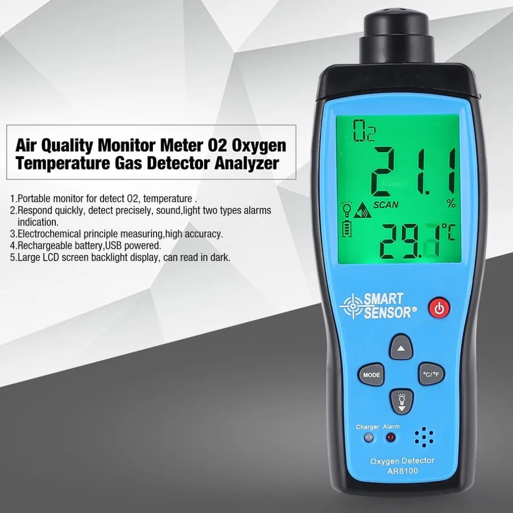  AR8100 Handheld Smart Sensor Air Quality Monitor Gas Meter O2 Oxygen TEMP Detector Analyzer Tester  - 32957155673