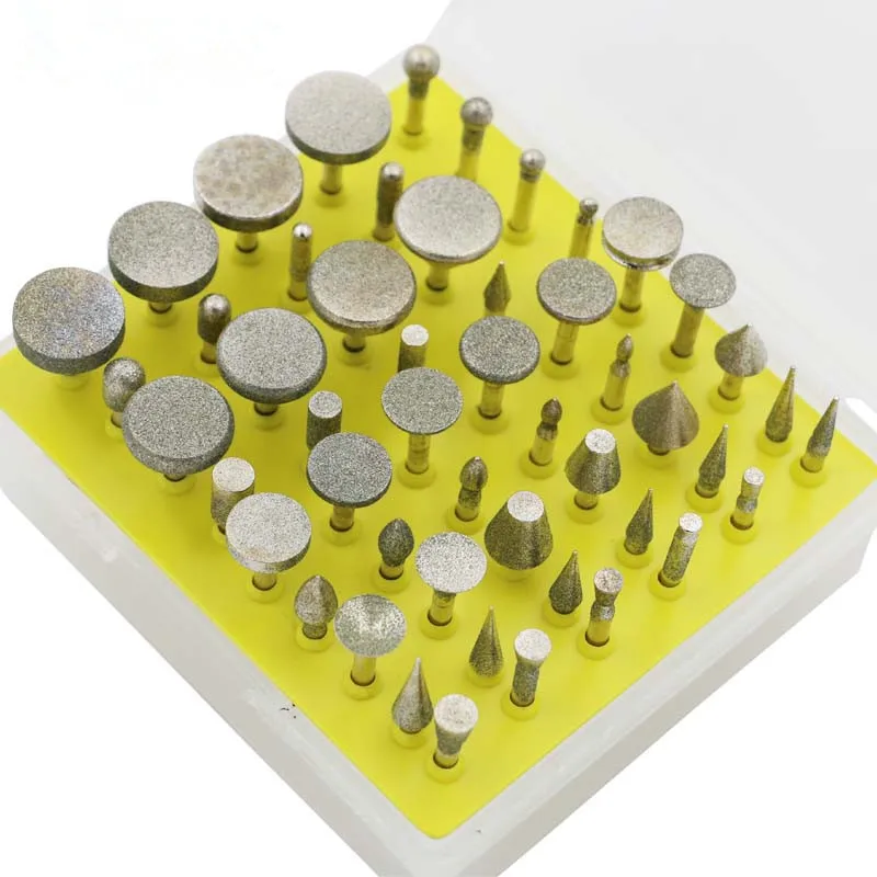 50pcs/set Diamond Coated Grinding Grinder Head Glass Burr For DREMEL