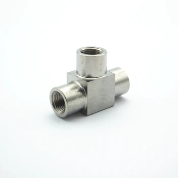 

304 Stainless Steel 1/4" BSP Female Thread Tee Type 3 Way High Pressure CNC Pipe Fitting Coupler Connector For Water Air Oil