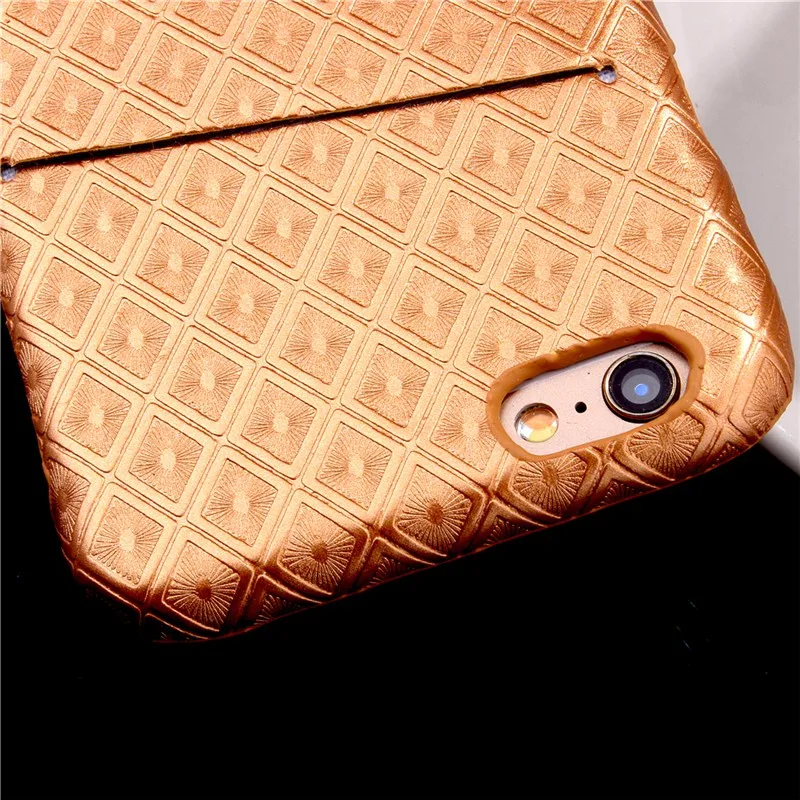 Ultra-thin Luxury Smart Card Grid Royal Bump Men Lady Diamond Business Noble PU Leather PC Back Cover Card Slot Case For Apple iPhone 6 6S  (3)