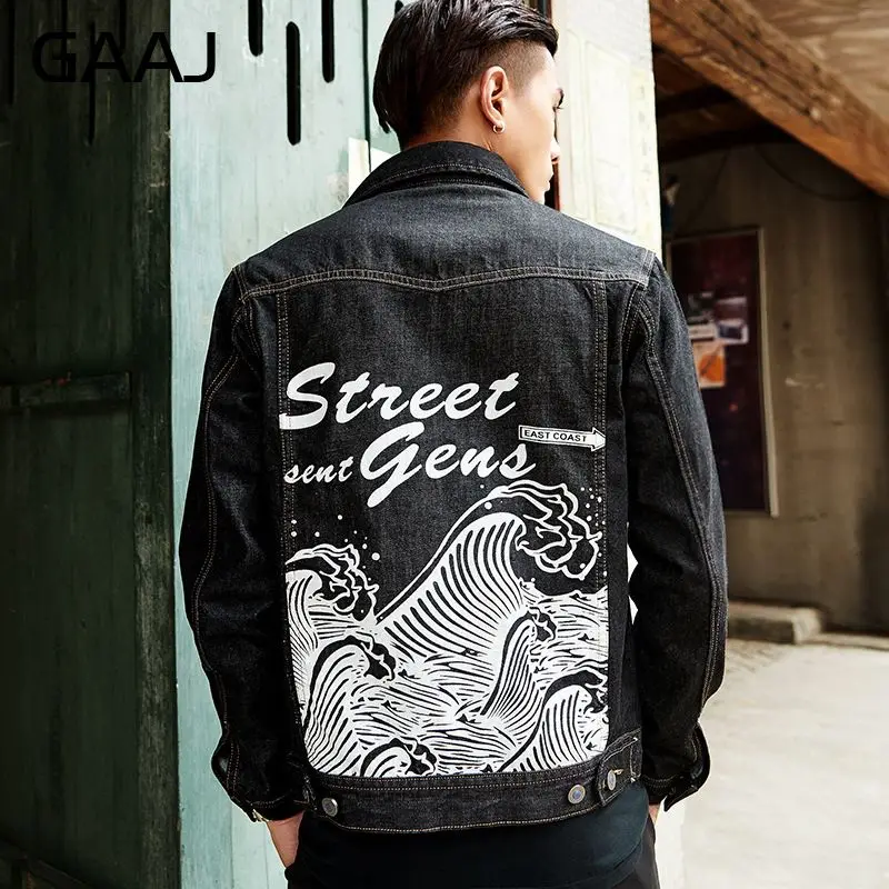 Мужская джинсовая куртка GAAJMen модная с японским принтом 3XL 4XL верхняя одежда на
