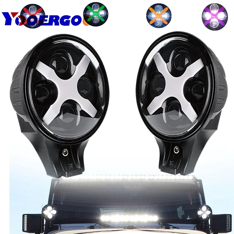 

2PCS 6 inch Led Auxiliary Light 60w Car LED Spotlight 12/24v with Multi color DRL Fog Driving for Off road vehicle trucks