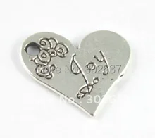 60 шт. Тибетский серебристый цвет в форме сердца JOY charm A15221