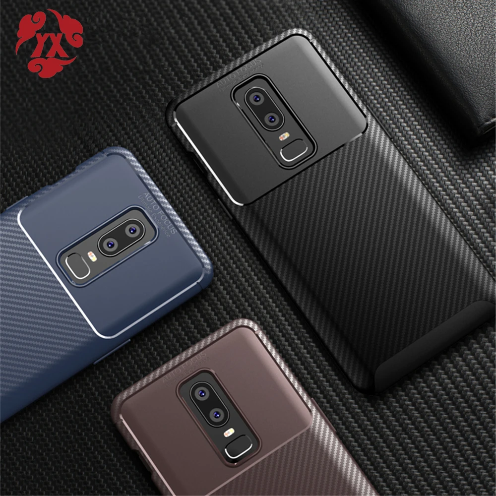 buy YX Phone Case For Oneplus 6 Luxury Carbon Fiber Soft TPU For Oneplus 6T Phone Case Shockproof Protect Back Cover Bags Shell 1+6t