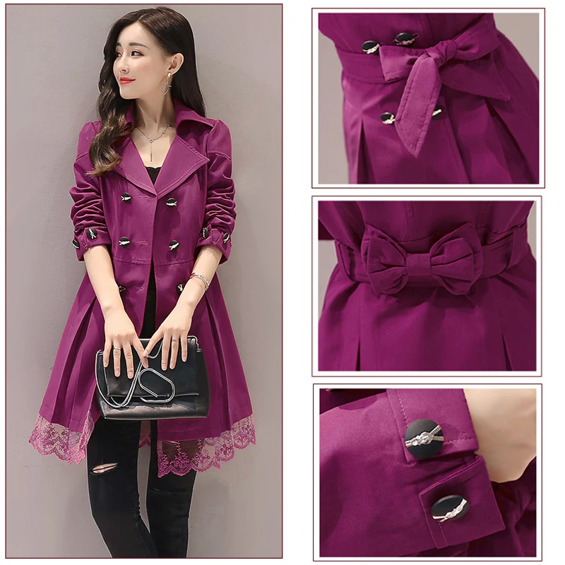 Тренч Женский двубортный с кружевной талией YL015|women trench coat|women trenchtrench coat |
