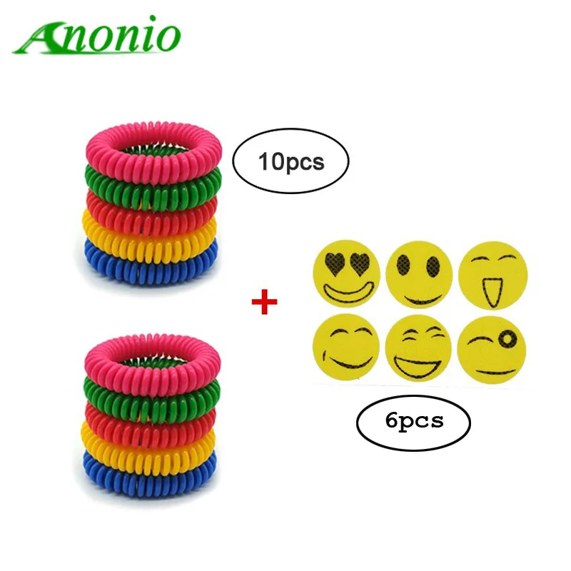 

Mosquito Repellent Bracelets Pest Control Insect Protection Wristbands with 6Pcs Smiley Anti Mosquito Stickers Effective Protect