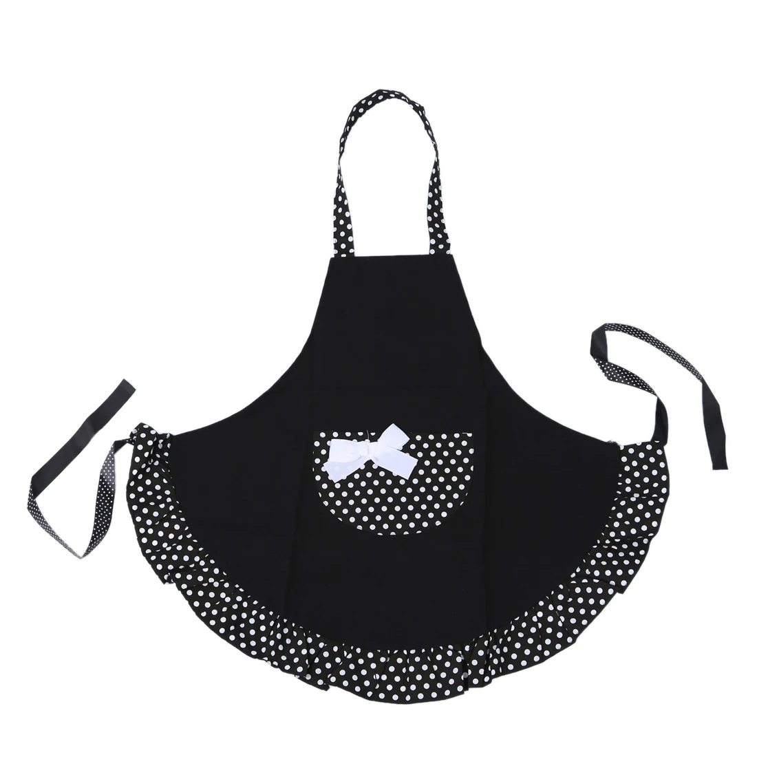 

Lovely Cotton Polka Dot Pattern Working Chefs Kitchen Cooking Cook Women's Bib Apron with Bowknots Pockets Design Great