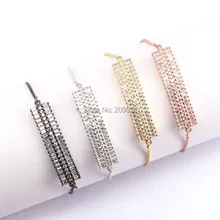 10 шт. золотой, Серебряный/черный/розовое золото металл Цвет Micro Pave CZ прямоугольник Разъем Браслеты для Для женщин