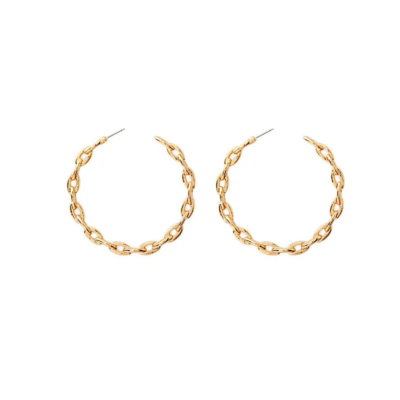 Женские серьги-кольца золотистого цвета в стиле панк, большие круглые серьги, модные массивные серьги с толстой цепочкой