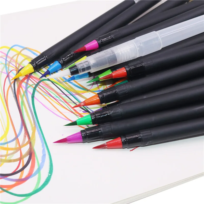 20 цветов/1 набор, мягкая Акварельная кисть премиум класса, ручка для рисования, водные ручки для детей, художественный маркер, комическая иллюстрация, набор мягких кистей