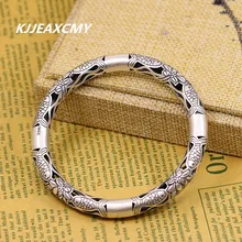 KJJEAXCMY 999 стерлингового серебра ювелирные изделия оптом, Джейн леди Маленькая рыба резной браслет, внутренний диаметр 5,8 см mkjhu