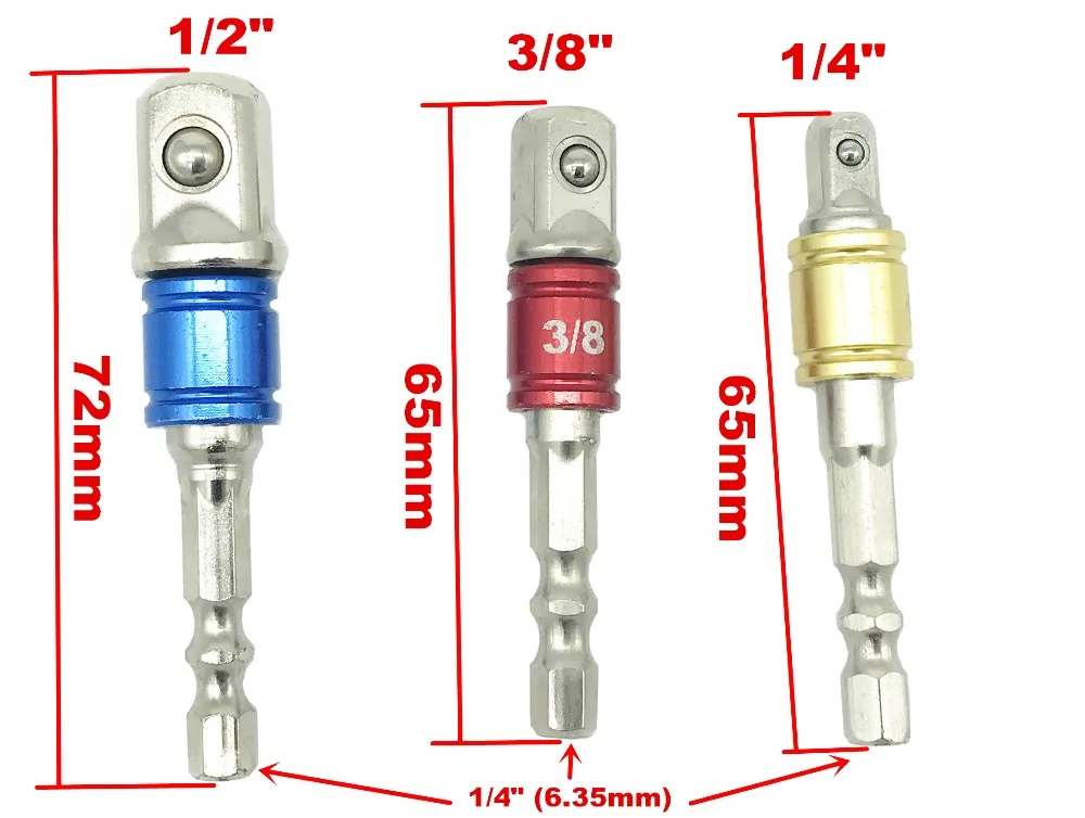 3 шт./компл. набор адаптеров гнездо бит шестигранный хвостовик 1/" 3/8" 1/" ударное сверло драйвер электрические буровые головки Аксессуары для инструментов