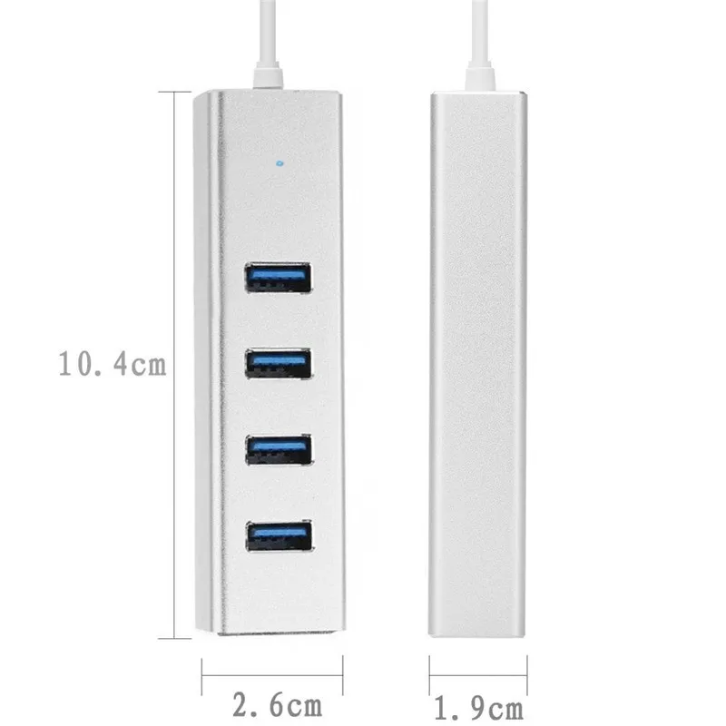 Алюминиевый мини концентратор USB 3 0 BinFul 4 портовый источник питания OTG с
