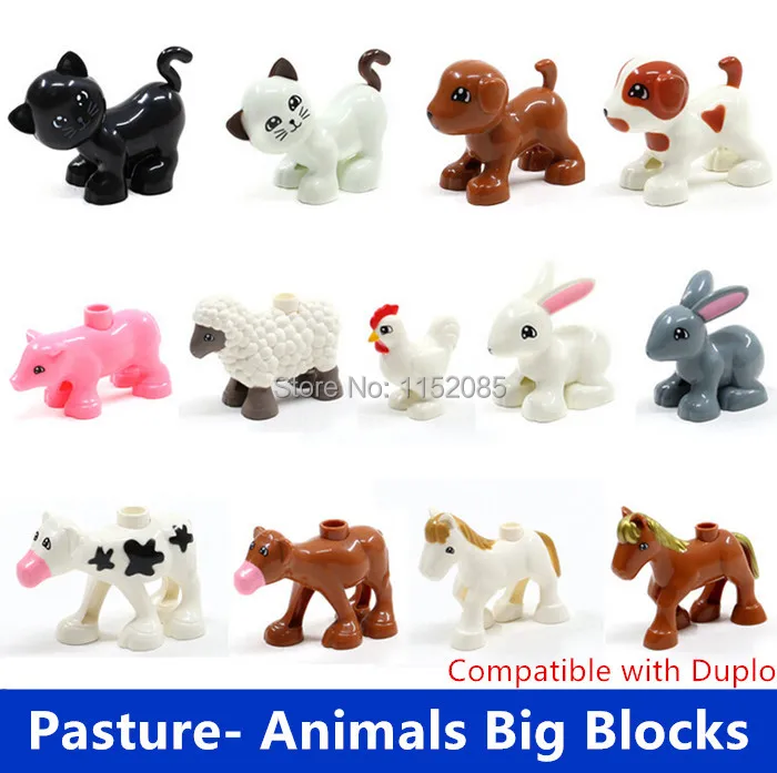 Retail Big Building Blocks Pasture Animals Sheep Rabbit Dog Horse Pig Cat Cock Cow Compatible with Duple Baby Educational Toys baby-blocks : image Retail Big Building Blocks Pasture Animals Sheep Rabbit Dog Horse Pig Cat Cock Cow Compatible with Duple Baby Educational Toys baby-blocks