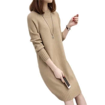 

New Women Spring Winter Long Casual Sweaters Tops Female Fashion Long Knitted O Neck Loose Plus Size 3XL Knitwear Pullovers E52