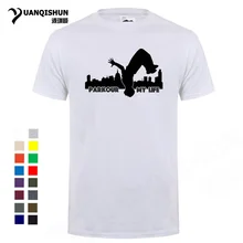 Хип-хоп Новая модная мужская футболка Parkour my life City print T-Shirt Высокое качество 16 цветов хлопок удобные топы тройник