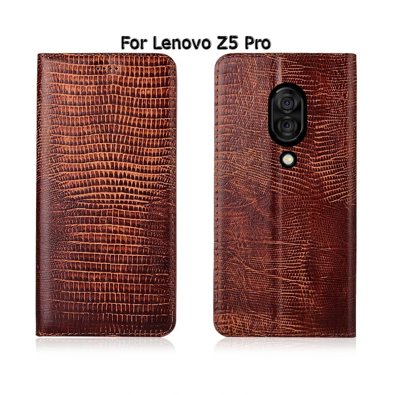 Чехол для телефона для lenovo Z5 Pro GT Z5s Lizard Grain раскладной Магнитный чехол с подставкой из натуральной кожи