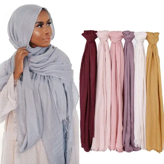 

New Soft Muslim Hijabs Scarves Femme Musulman Headscarf Islamic Maxi Shawls Cotton solid Africa Women Headband 190*120cm