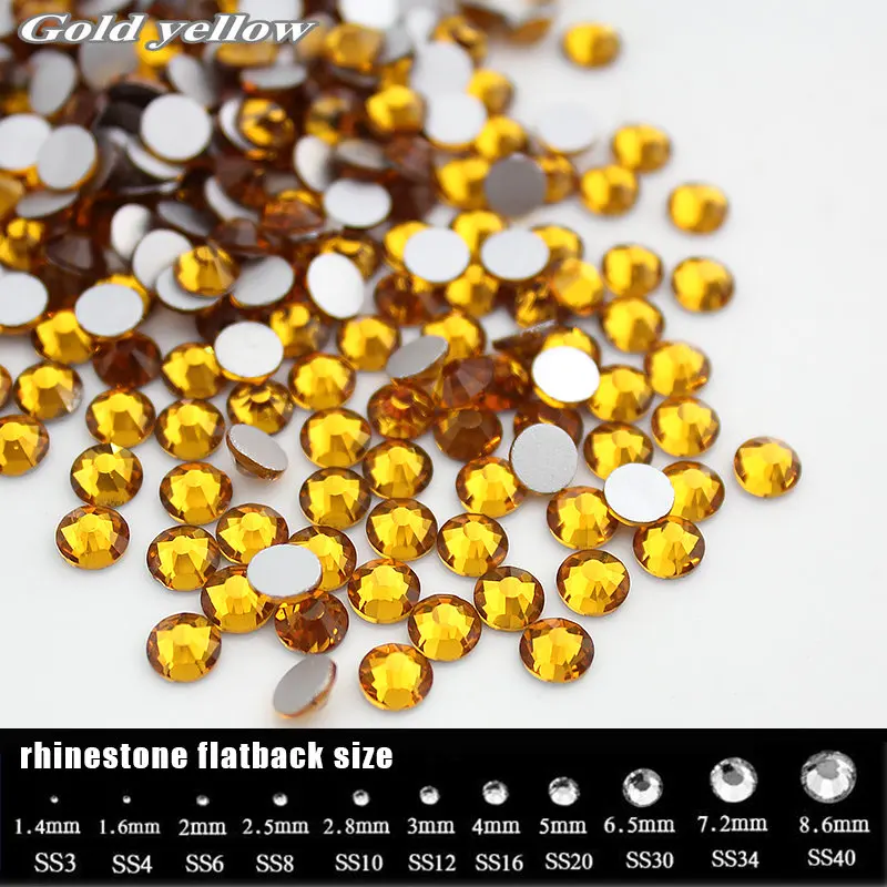 YL Rainbow rhinestones Decorations SS3-SS34 1440 pcs charms crystal  rhinestone glue on 3D flatback foil non-hotfix nail art - AliExpress