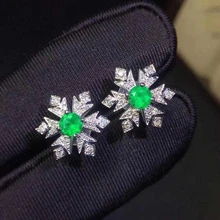 Модные звезда снежинка натуральный зеленый изумруд серьги-гвоздики ASOS S925 серебряные серьги с натуральными драгоценными камнями Нарядная, для девочек утонченное украшение для девушки