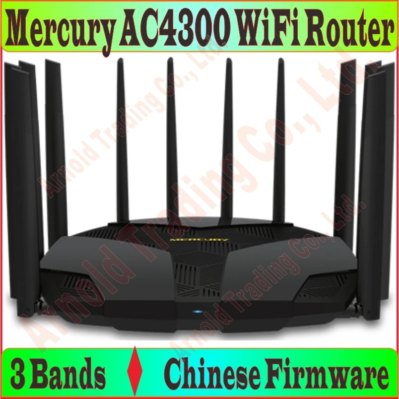 

Chin-Firmware 12 Antennas Wireless Router 802.11AC 3 bands 4300M Dual Band 2.4GHz5GHz Gigabit AC4300 Huge WiFi USB3.0 port Prom-