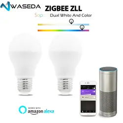 Wasedсветодио дный Вт LED 6 Вт RGB + CCT светодио дный Светодиодная лампа Zigbee zll lingt link zigbee лампа e26e27 AC96-265V WW/CW ЛАМПА dimbare умная лампа двойной остроумие