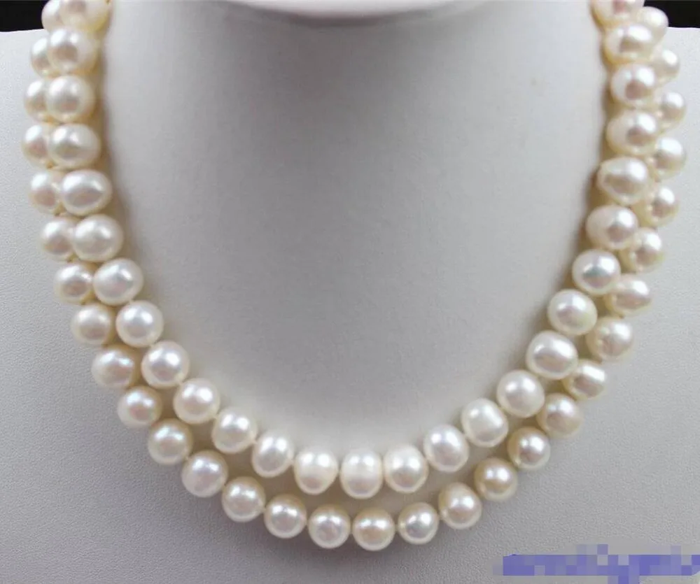 

Free shipping hot sale Women Bridal Wedding Jewelry >>Long Natural white Freshwater pearl necklace 8-9mm 33INCH No Metal