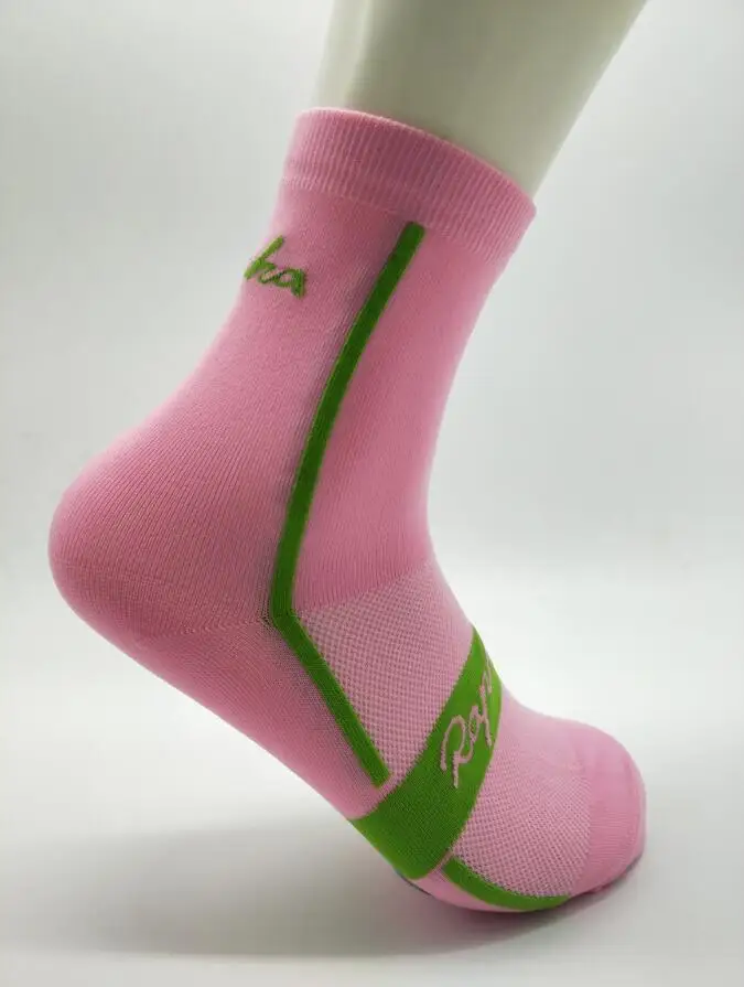 Unisex Men Breathable Sport Outdoor Cycling Socks Women Running Footwear MTB Mountain Bike Socks - Color: Pink