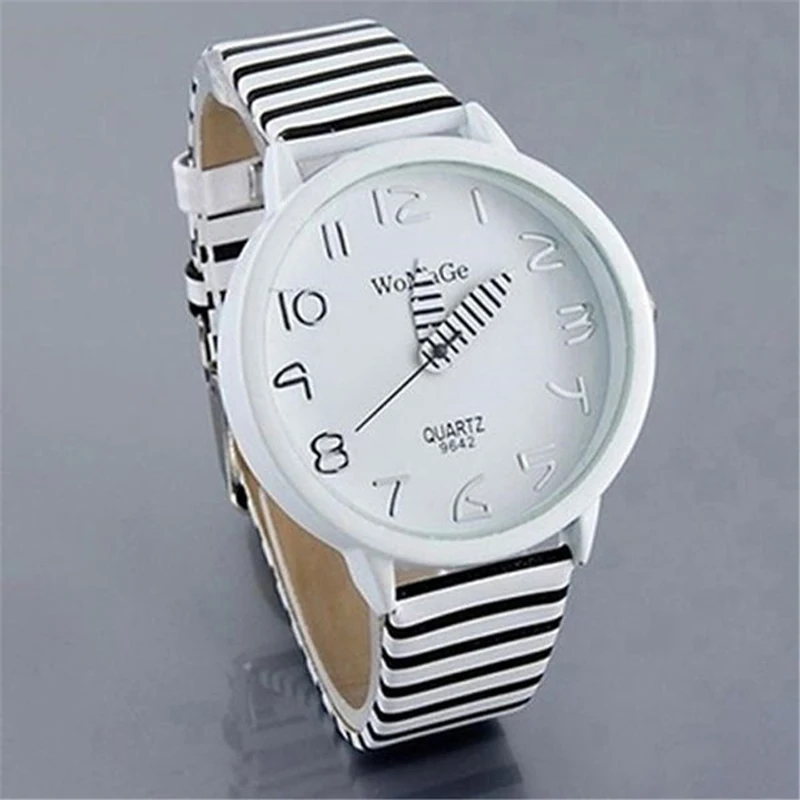 

2019 New Fashion Zebra Striped Belt Quartz Watch Table Round Case Casual Wrist Watch for Women Men Simple Quartz Watch