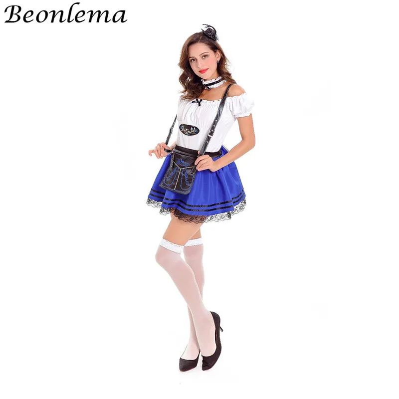 Женский костюм для ролевых игр Beonlema с юбочкой белый топ открытыми плечами