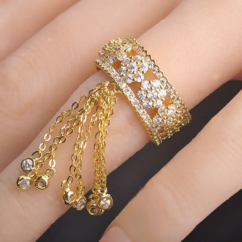 Blucome роскошные кольца с кубическим цирконием для женщин, фирменный дизайн, вечерние аксессуары-кисточки, медные кольца для женщин на свадьбу