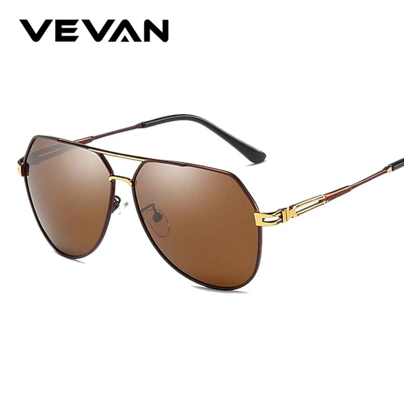 VEVAN Men's Sunglasses Polarized Men Brown lens Coating Mirror uv400 oculos Male Eyewear