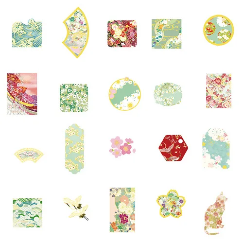 Деликатные японские Цветочные бумажные наклейки упаковка 60 шт./лот - Цвет: 7