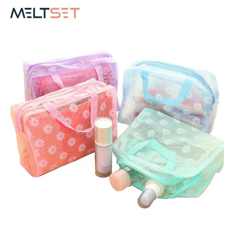 Small Clear Bags Transparent Cosmetic Bags for Women Plastic PVC Makeup Bags Tote Portable ...