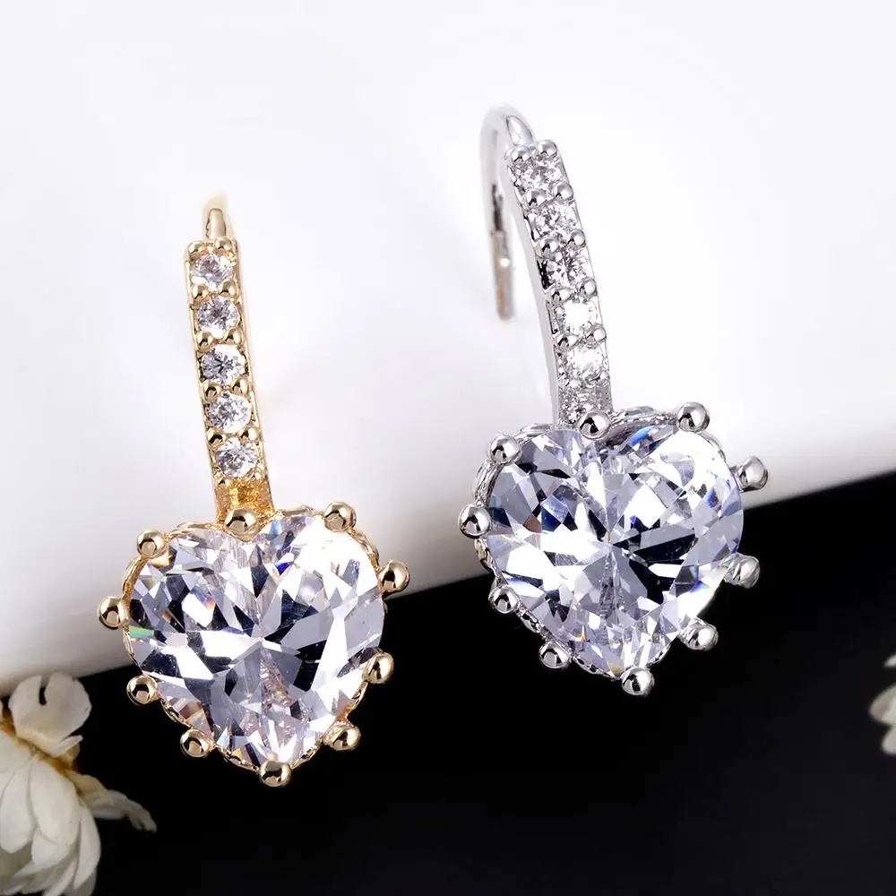 17km Brand Charm Simple Heart Crystal Stud Earrings Women 17km Brand Charm Simple Heart Crystal Stud Earrings Women Zircon Round Statement Accessories Penntes In From Jewelry