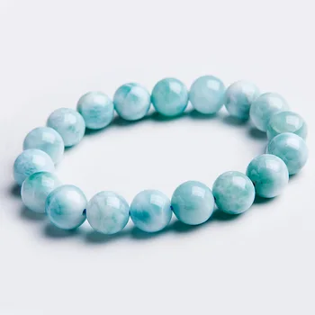 

11mm Healing Beads Fashion 100% Natural Blue Larimar Bracelet Gemstone From Dominica Stretch Water Pattern Bracelet AAAAAA