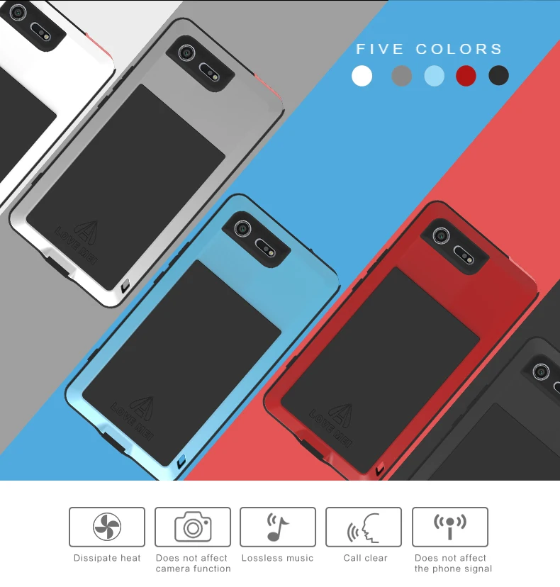 Мощный чехол Love Mei для Sony Xperia XZ Premium водонепроницаемый ударопрочный алюминиевый XZP