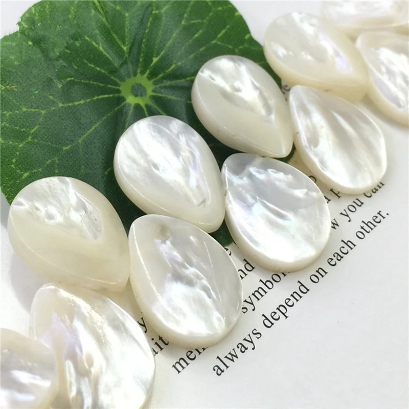 100 шт./лот пробуренных белый Природный груша Mother of Pearl бусины Teardrop Перламутр для