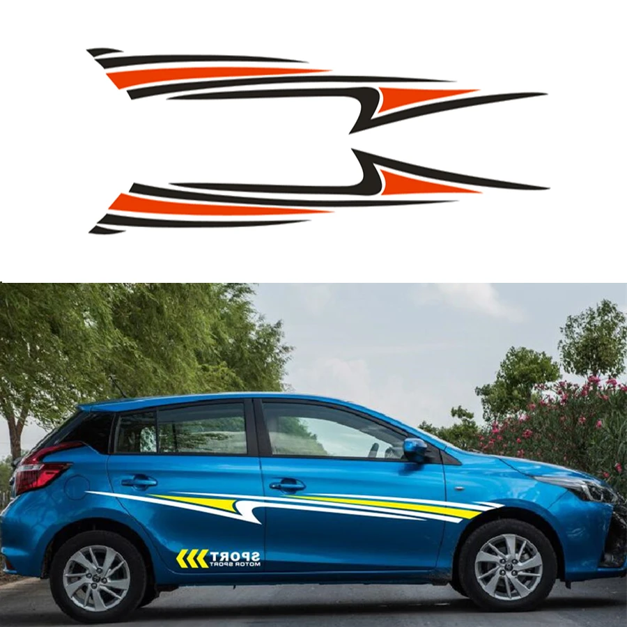 

2Pcs Sport Stream-line Car Stickers Vinyl Decal DIY Kit Black+Red