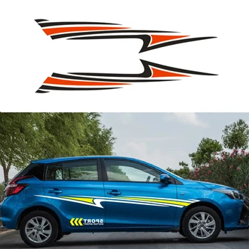 

2Pcs Sport Stream-line Car Stickers Vinyl Decal DIY Kit Black+Red