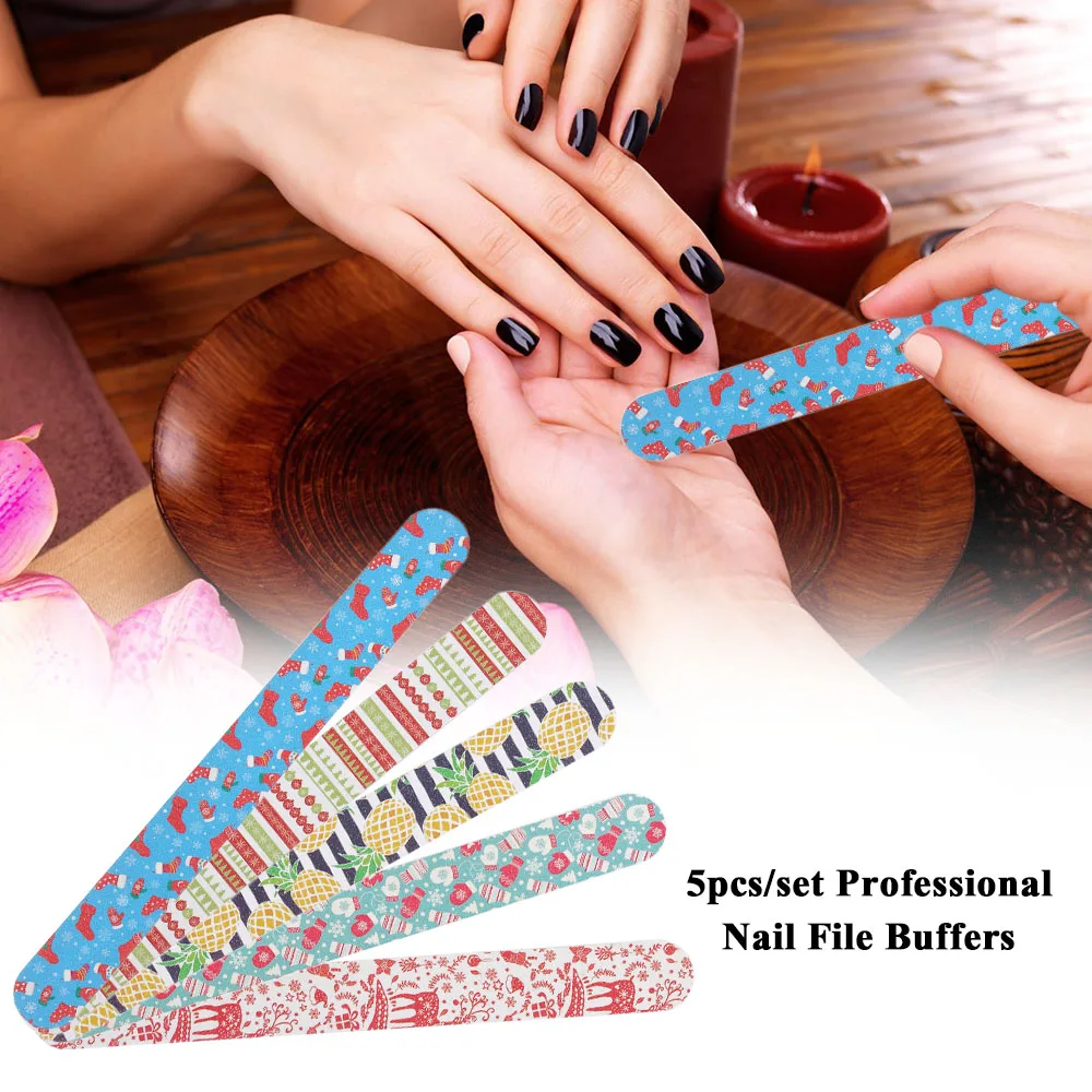 5pcs/set Professional Nail File Buffers Durable Buffing Grit Sandpaper