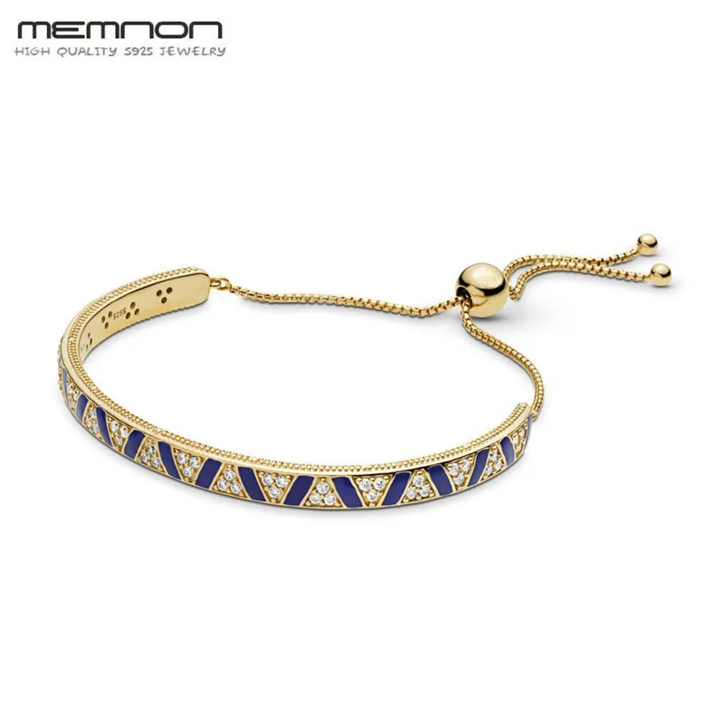 

2019 Summer New 925 Sterling Silver Bracelets Fit Original Branded Shine Stones And Stripes Sliding Bangle for Women DIY Jewelry