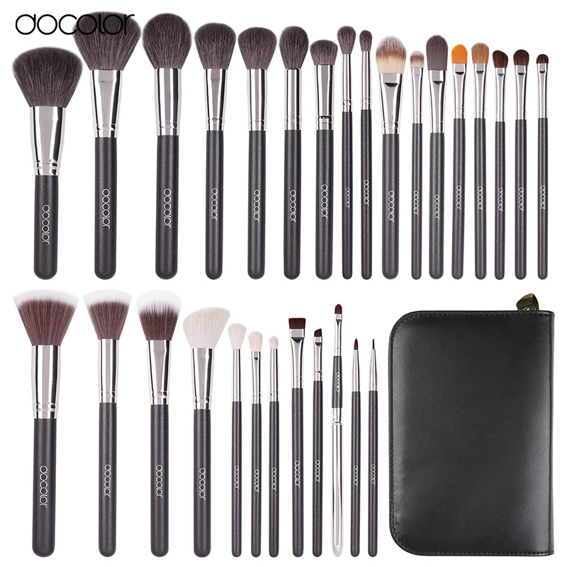 Pаспродажа Docolor 29 шт. набор кистей для макияжа кисть из козьей шерсти пони синтетические волосы Пудра Косметика Make Up Brush с ПУ мешок кисти для макияжа