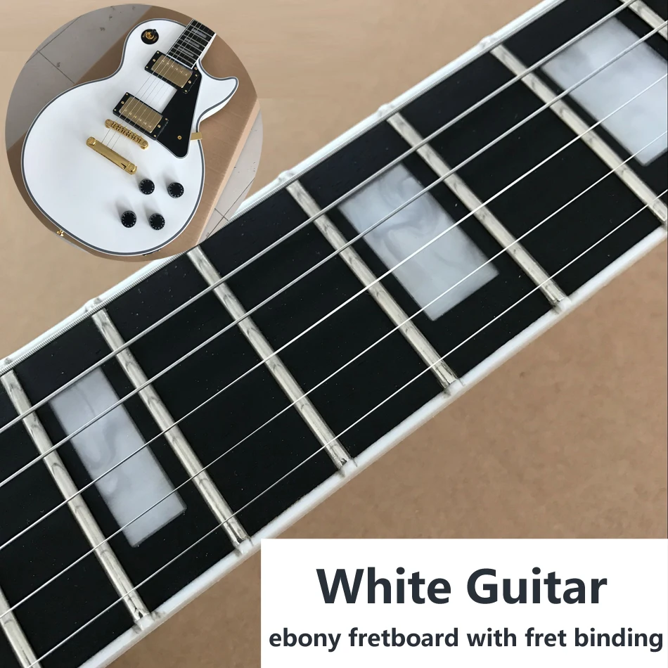 

Gihaiy Best Price Top Quality Shop white Color Electric Guitar EBONY Fretboard Binding frets Golden Hardware Freeshipping