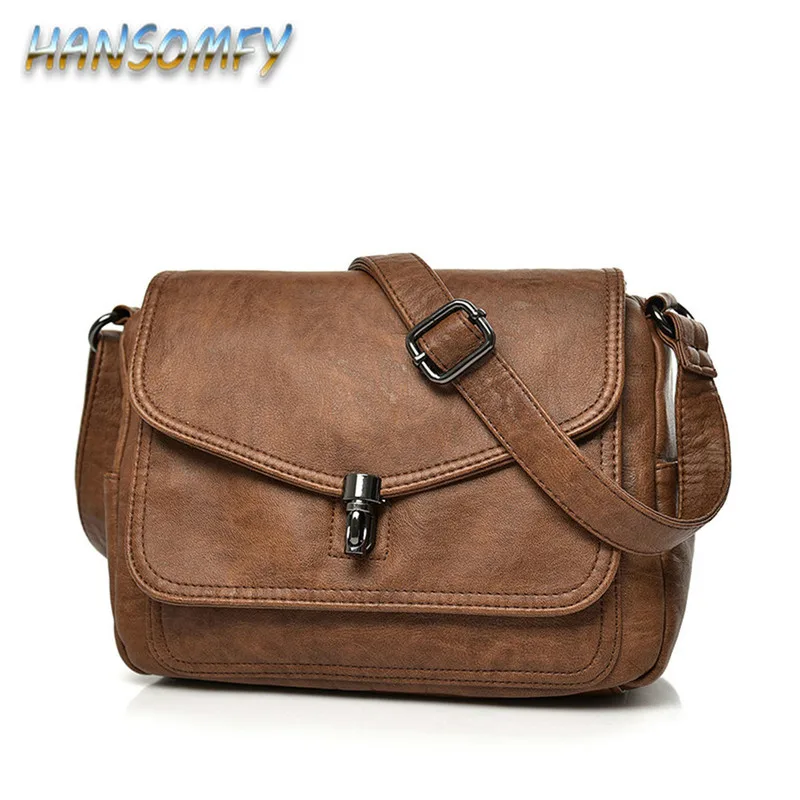 

HANSOMFY New vintage women bag 2019 leather luxury handbags women bags designer female small messenger Shoulder Bag Flap CC-65